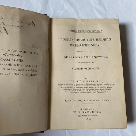 Essentials Of Materia Medica And Therapeutics By Henry Morris M. D. 1898